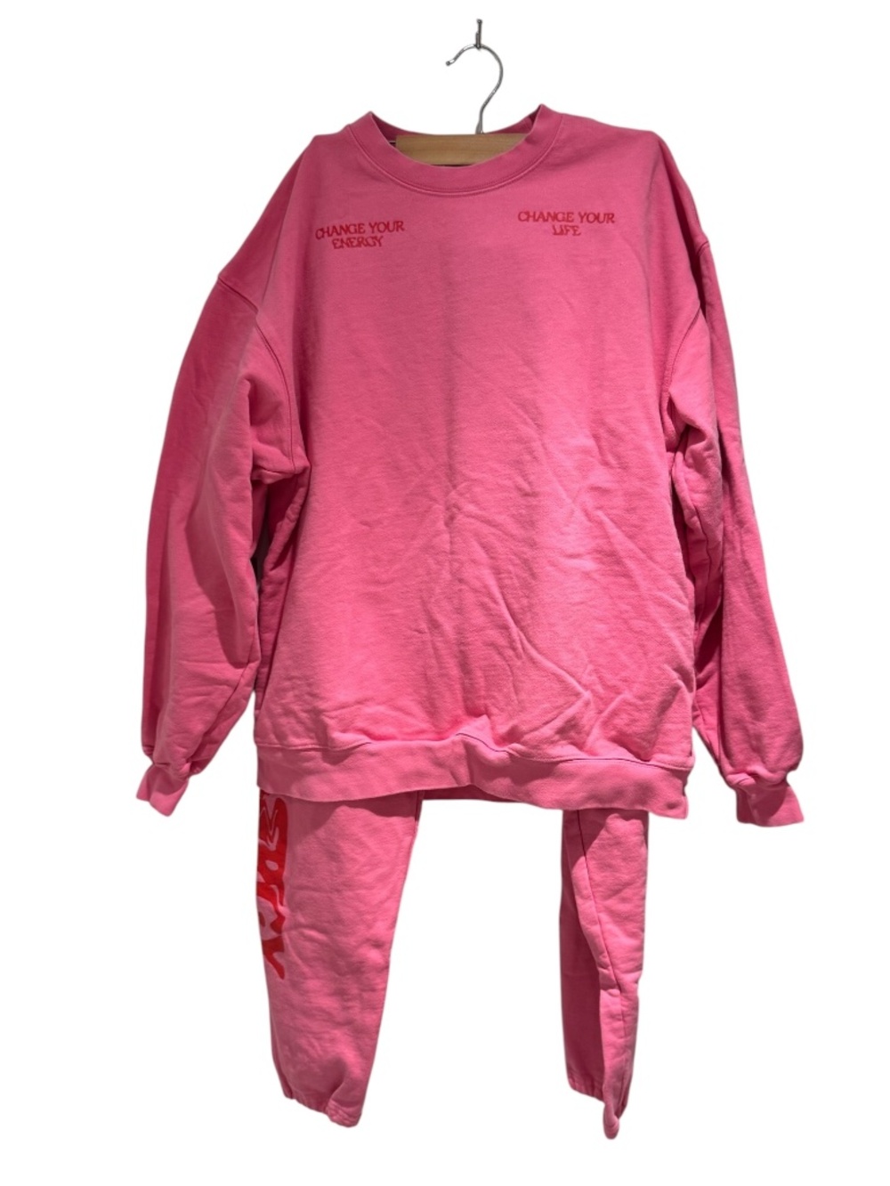 THE MAYFAIR GROUP pink & red sweatshirt and sweatpants / 2-piece set - size xs